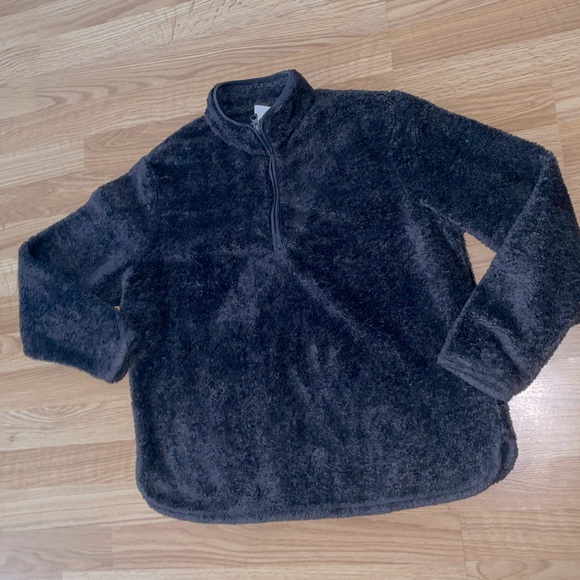 H&M Womens Long Sleeve Sherpa Pullover Quarter Zip Fuzzy Fleece Sweatshirt Large - Picture 5 of 11